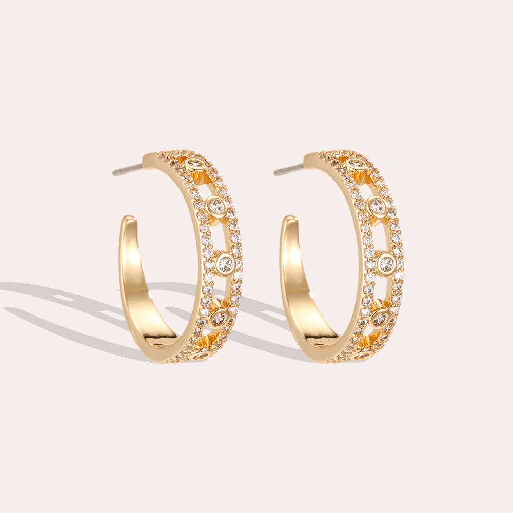 Vergoldete Ohrringe 22mm Elegante Zirkonia Creolen