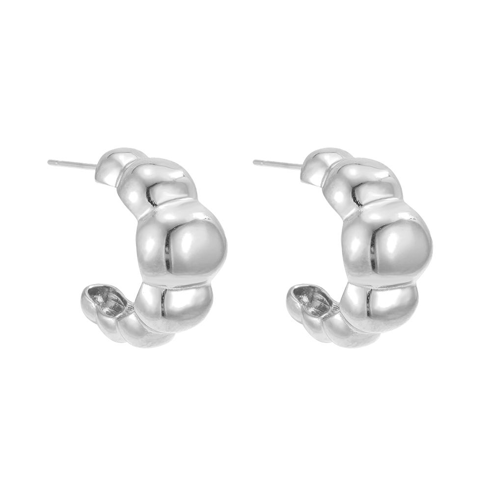 Edelstahl Ohrringe 20mm Schöner Gerippte Kreis 