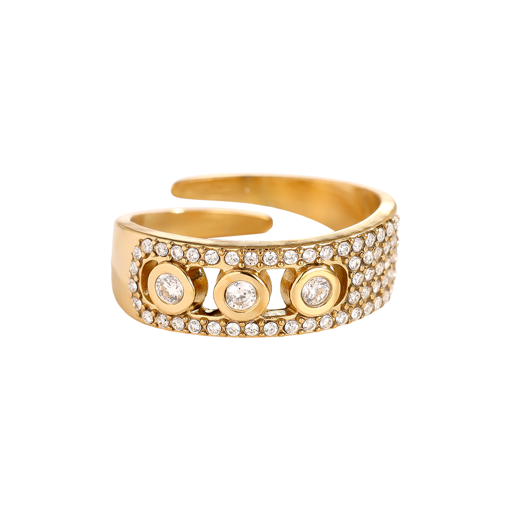 Shining Three Diamonds Edelstahl Ring       