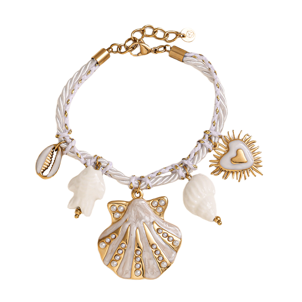 18cm weißer Ozean-Stil Edelstahl Armband    