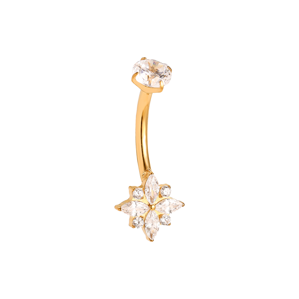 1.6*10mm Diamond Flower Titanium Belly Piercing      