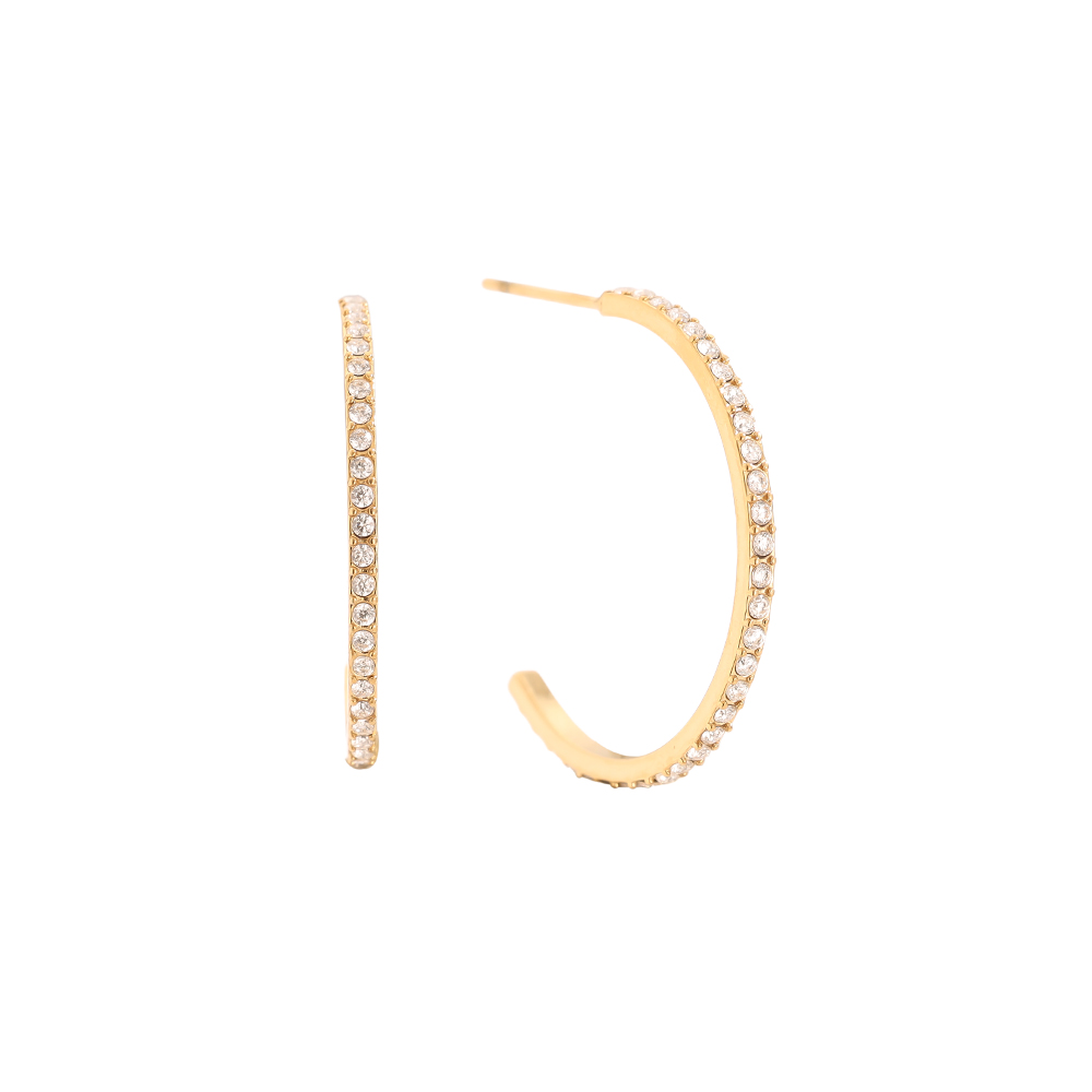 20mm Simple Diamond Half Hoop Edelstahl Ohrringe         