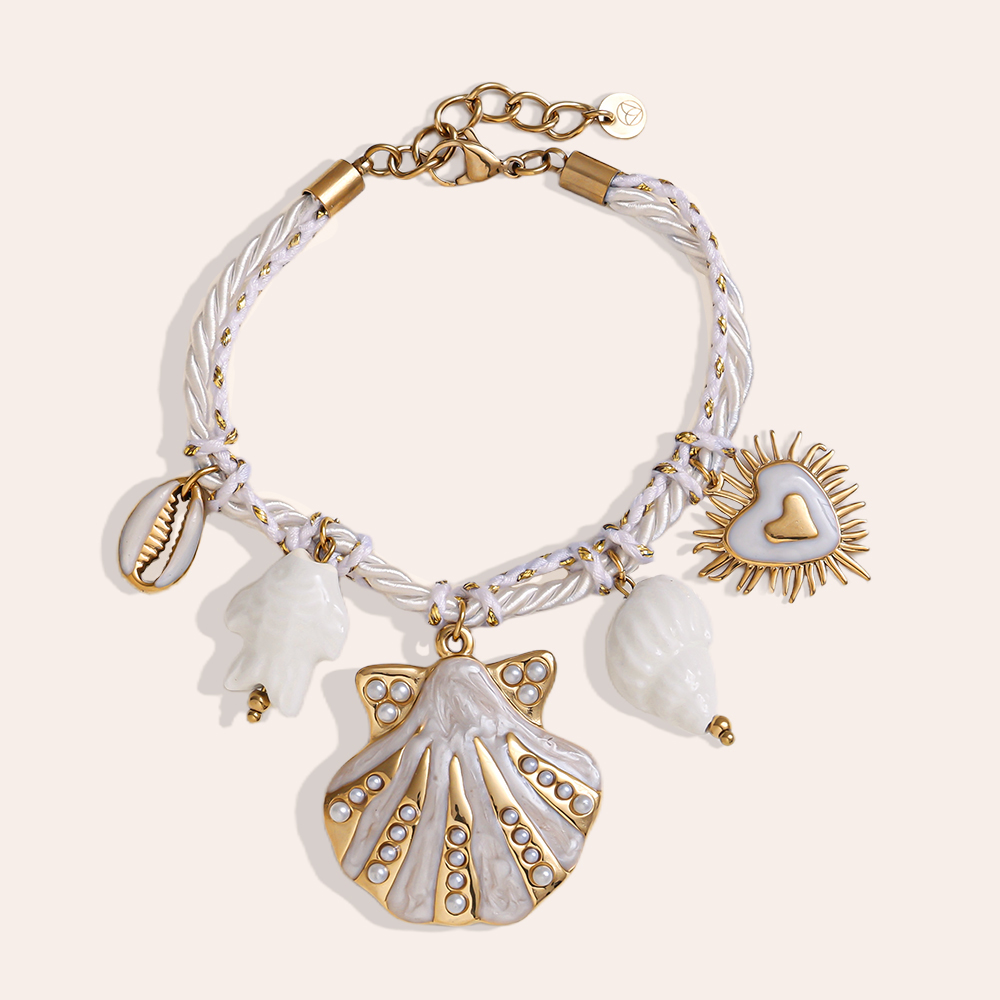 18cm weißer Ozean-Stil Edelstahl Armband    