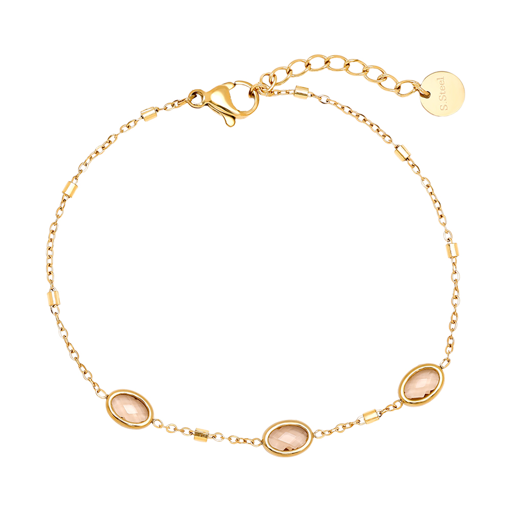 17cm Small Oval Glass Edelstahl Armkette   