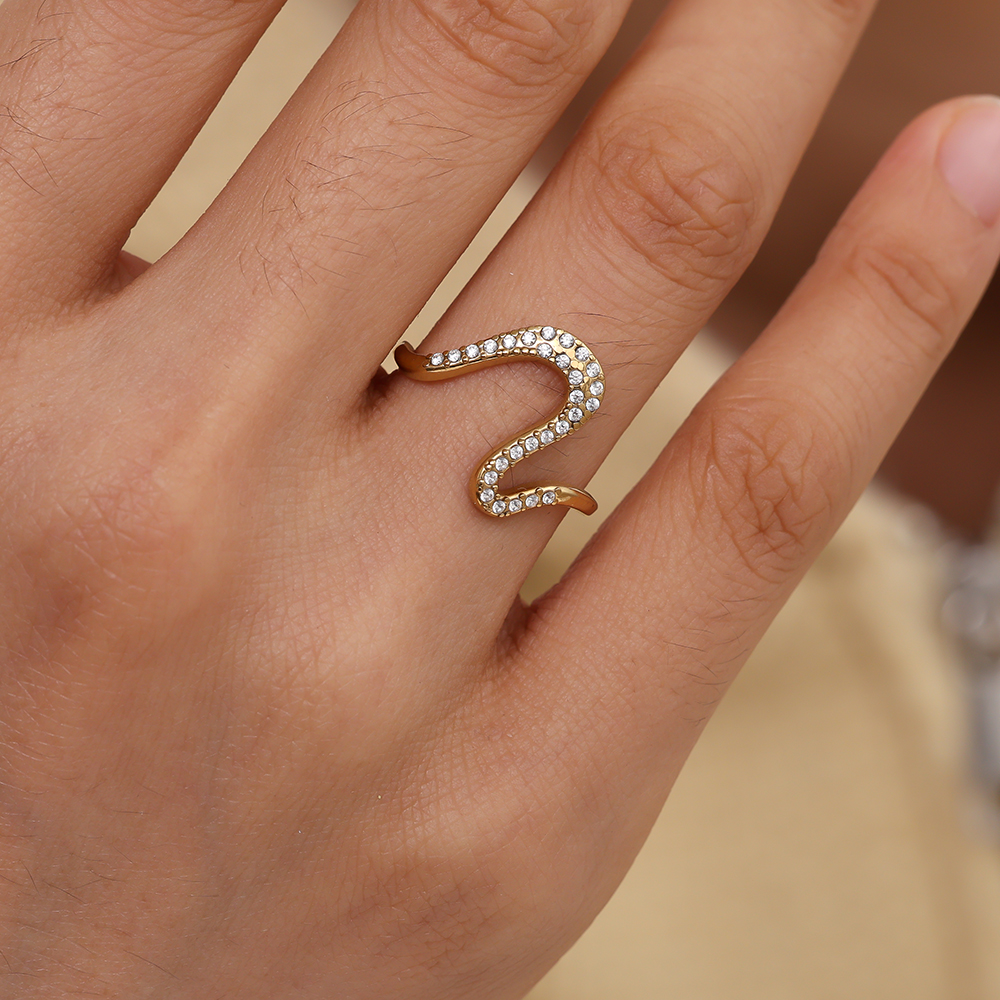 S Diamond Edelstahl Ring      