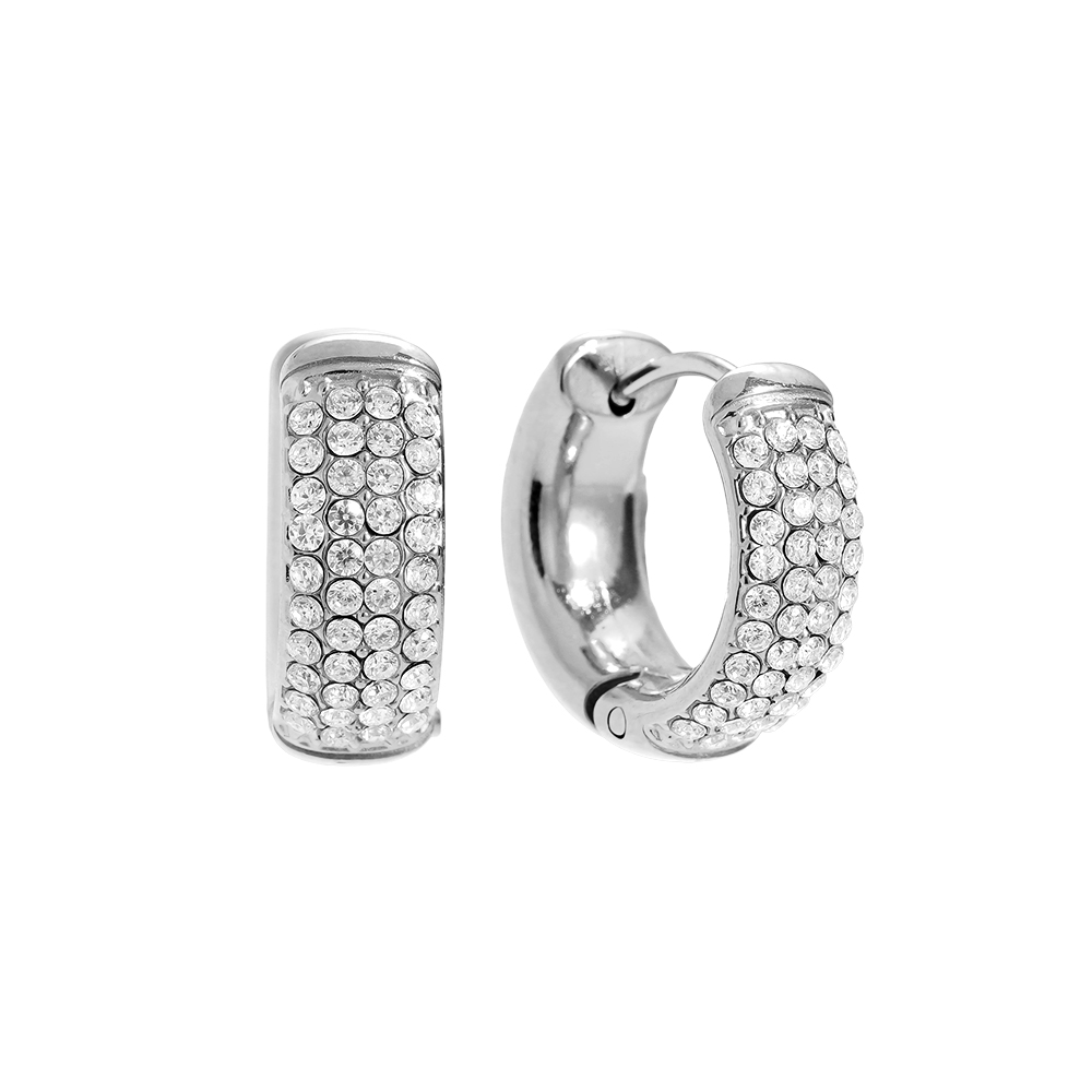 1.0cm 4 Lines Diamond Edelstahl Ohrringe