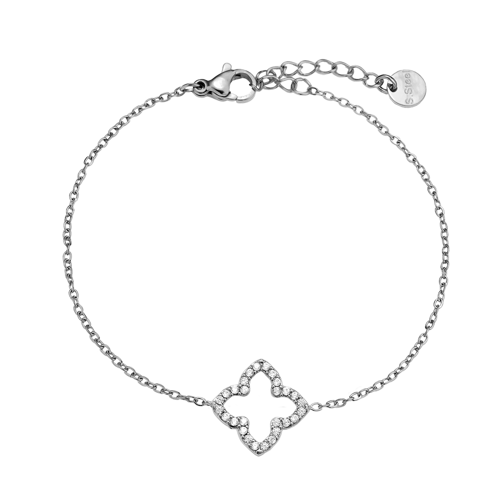 17cm Classic Diamond Lucky Flower Edelstahl Armkette  