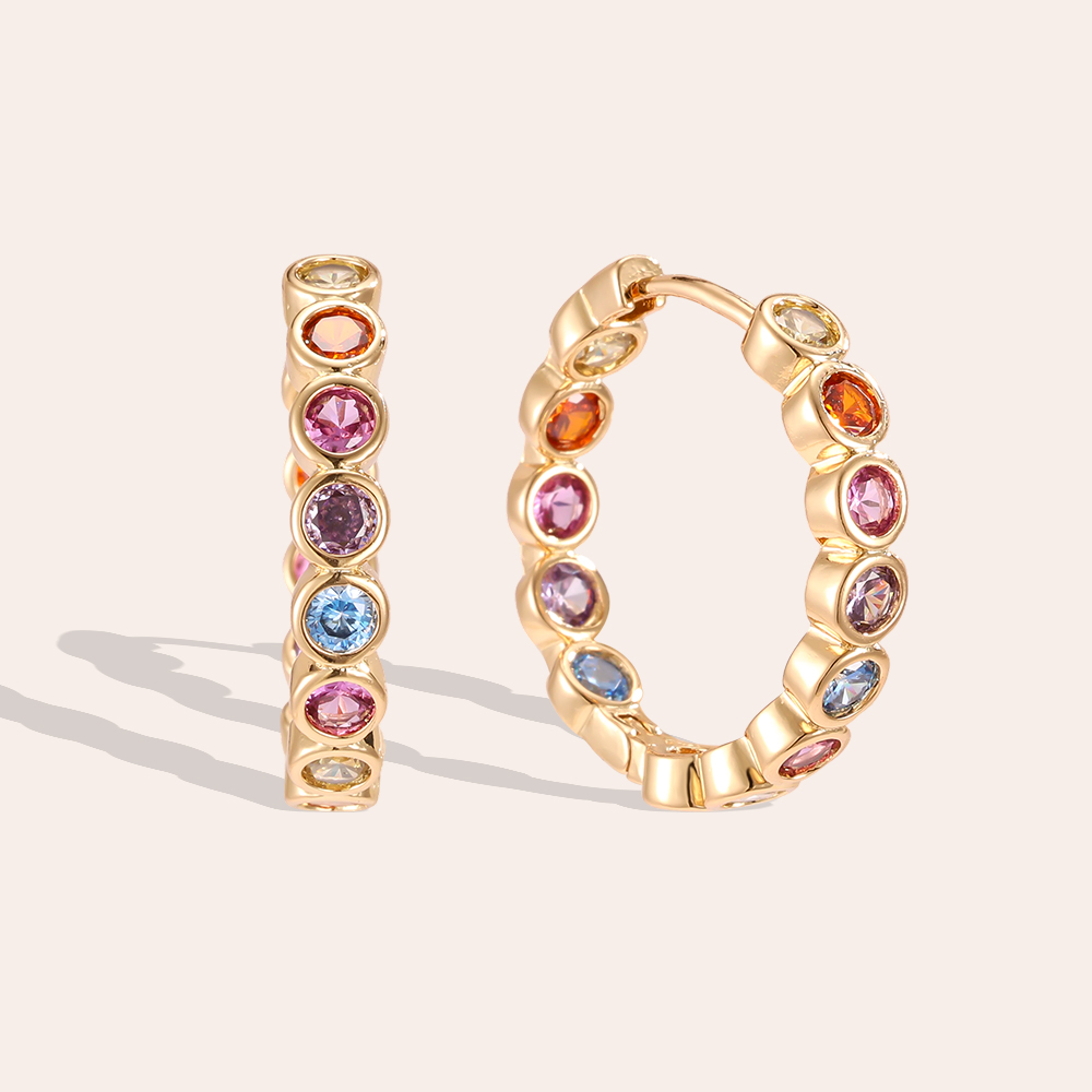 Vergoldete Ohrringe 24mm Zirkonia Creolen 