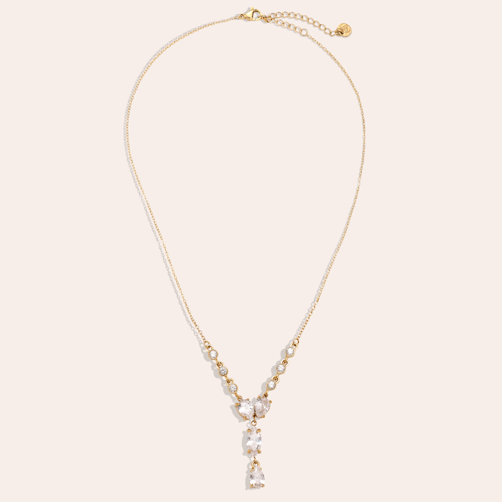 40cm Fancy Sparkling Diamond Edelstahl Halskette   