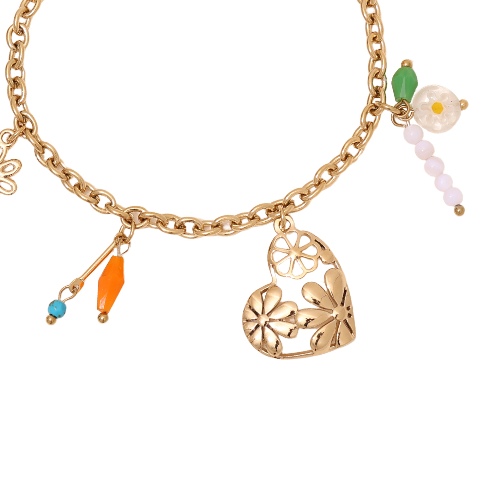 16cm Herz und kleiner Anhänger Edelstahl Armkette      