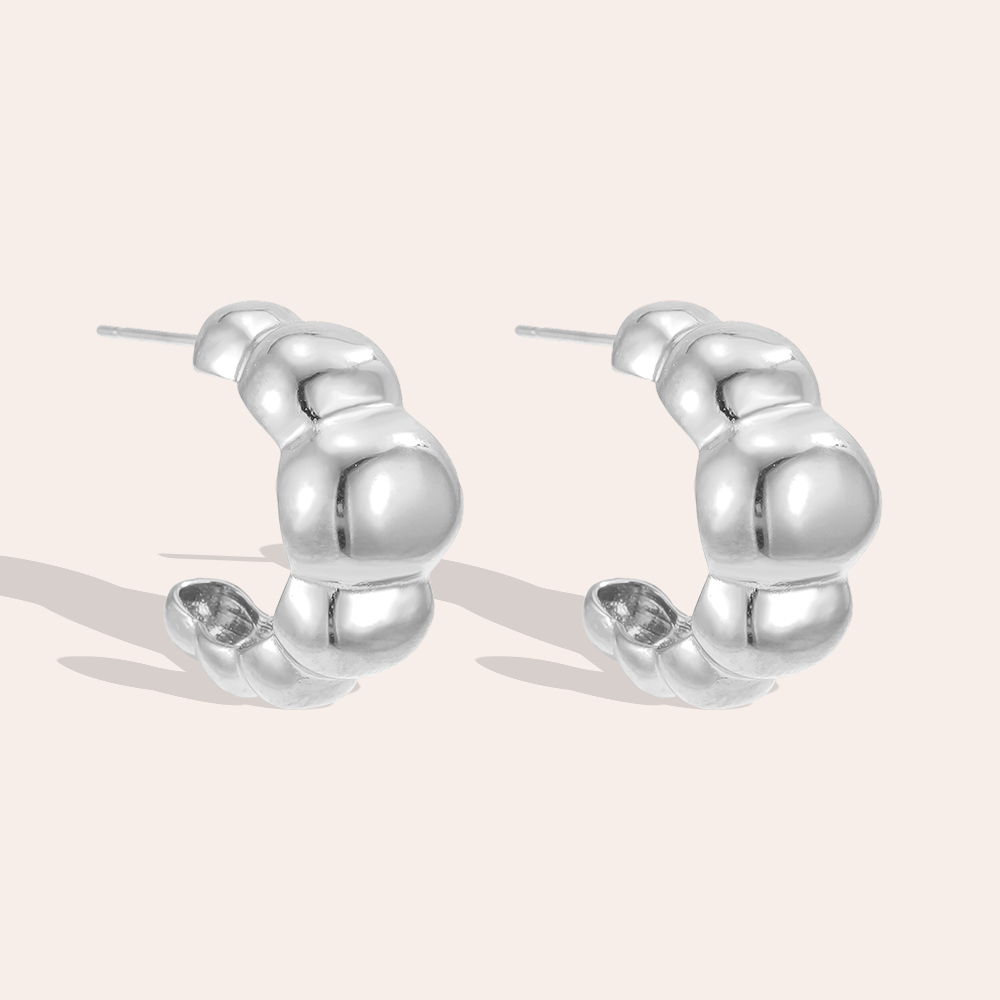 Edelstahl Ohrringe 20mm Schöner Gerippte Kreis 