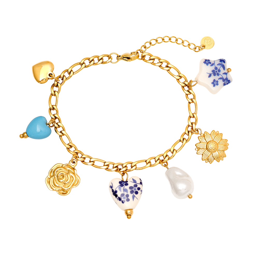 17cm Fancy Charms Edelstahl Armkette  