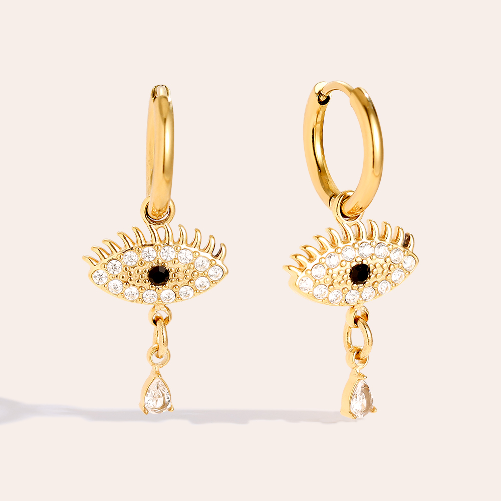 2cm Diamond Eye Edelstahl Ohrringe   