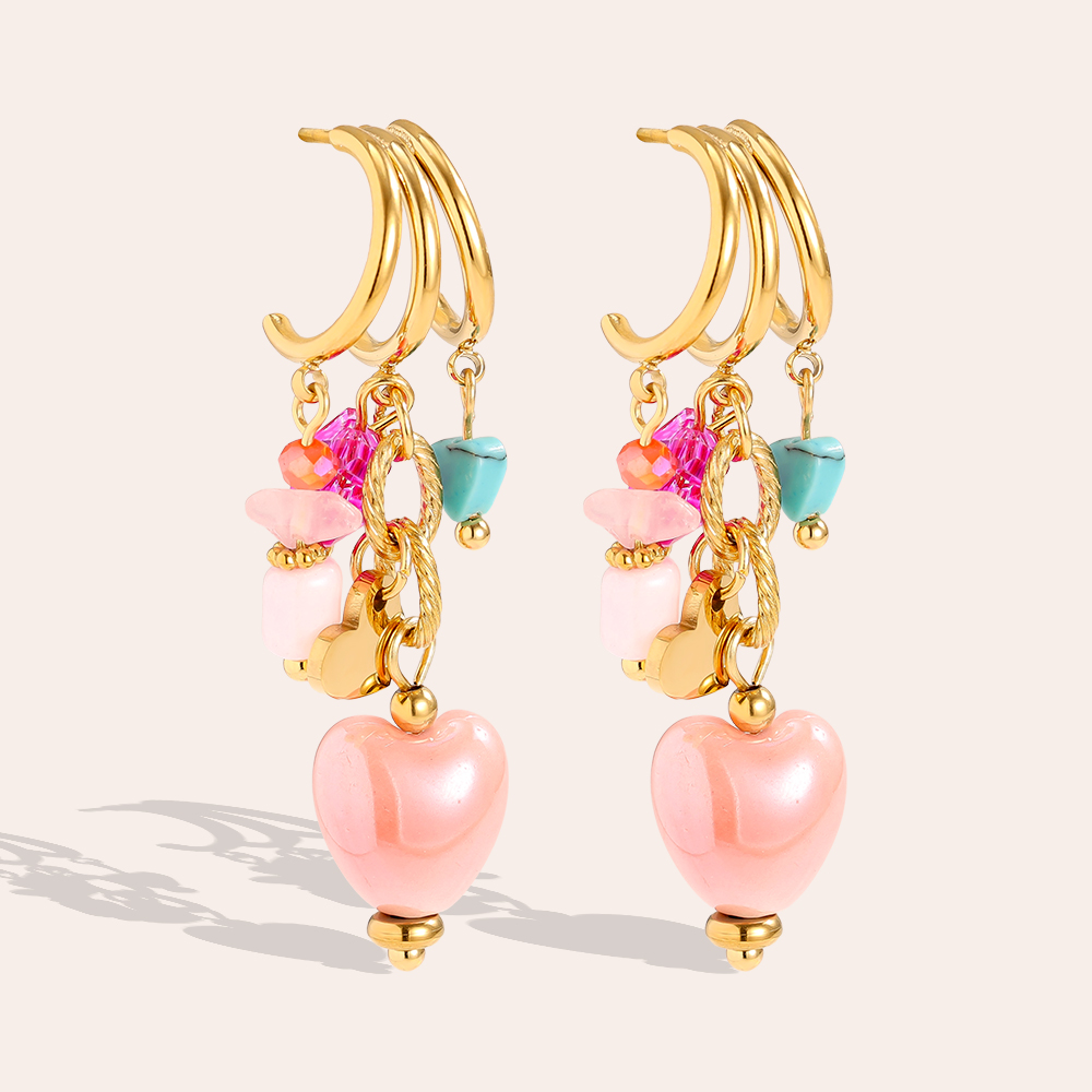 43*11mm Bunte Acryl Herz Edelstahl Ohrringe