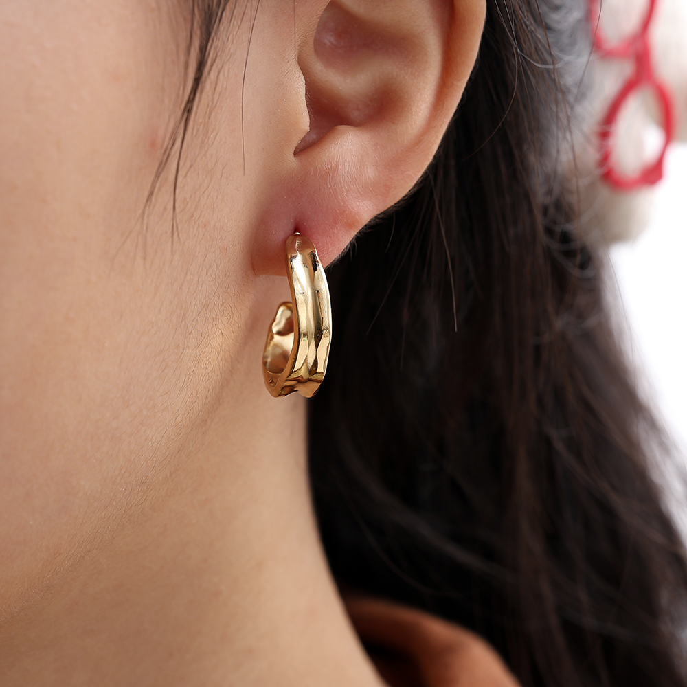 25mm Strukturierte Edelstahl Ohrringe