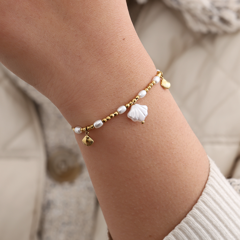 17cm Pearly Shell Edelstahl Armkette