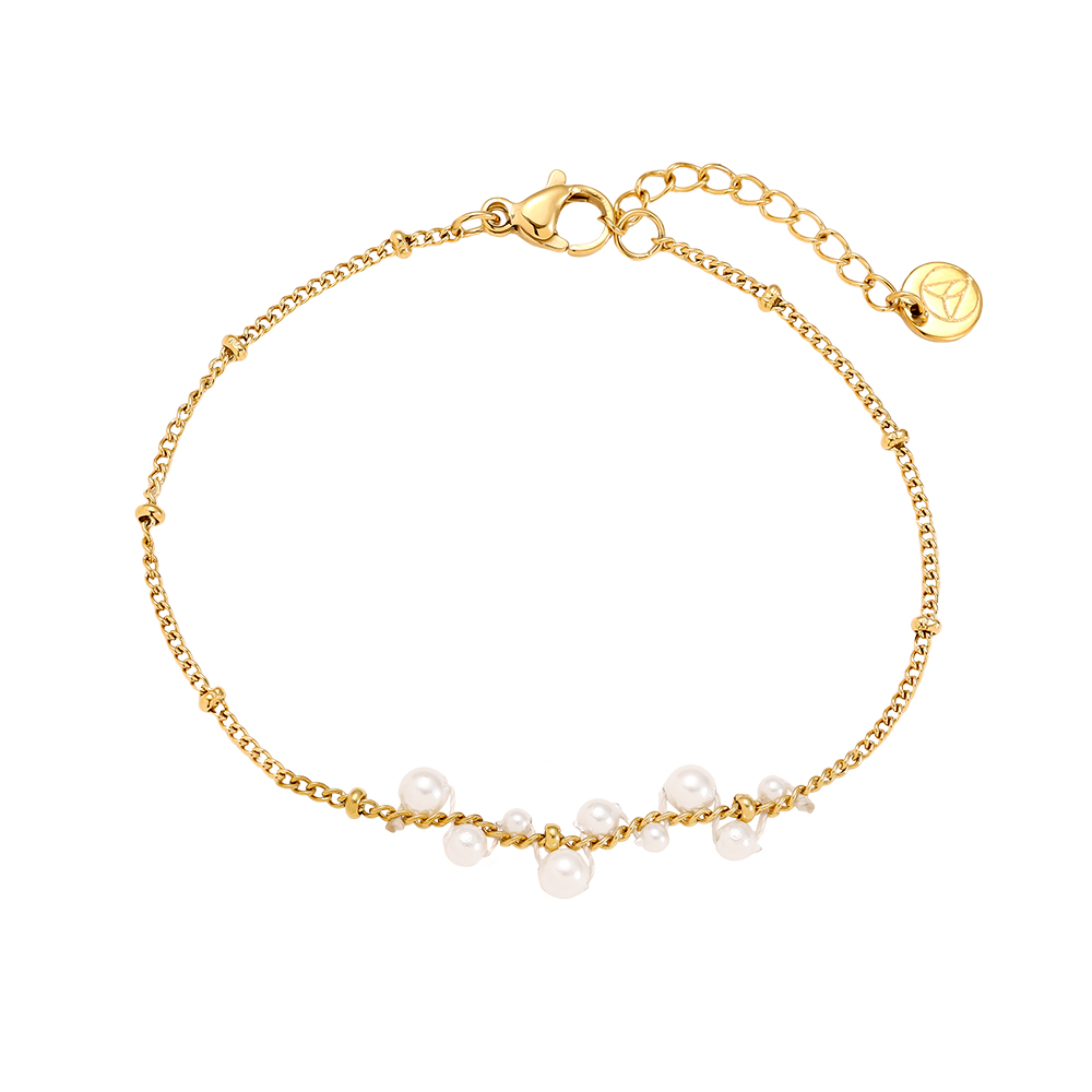 17cm Pearl Dots Edelstahl Armband   