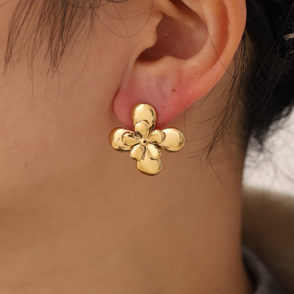 2.3cm Schöne Blume Edelstahl Ohrringe     