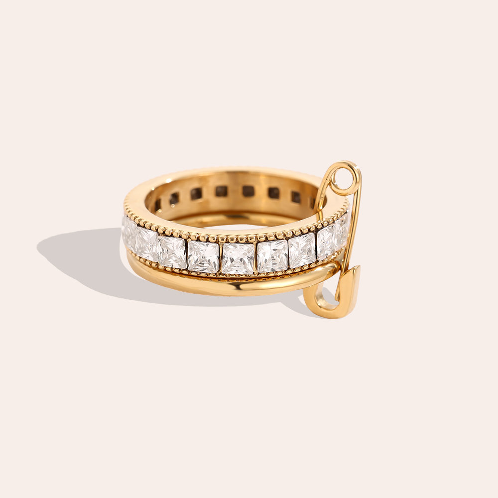 Cube Diamond Ring Set With Pin Edelstahl Ring     