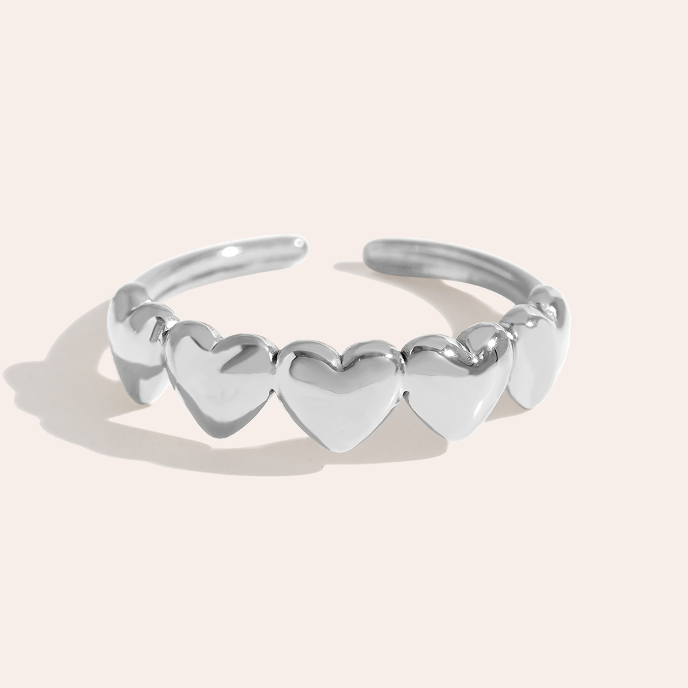 Adjustable Five Hearts Edelstahl Ring