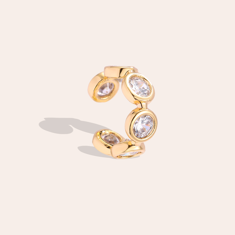 15mm Runde Zirkonia Vergoldete Ear-cuffs 