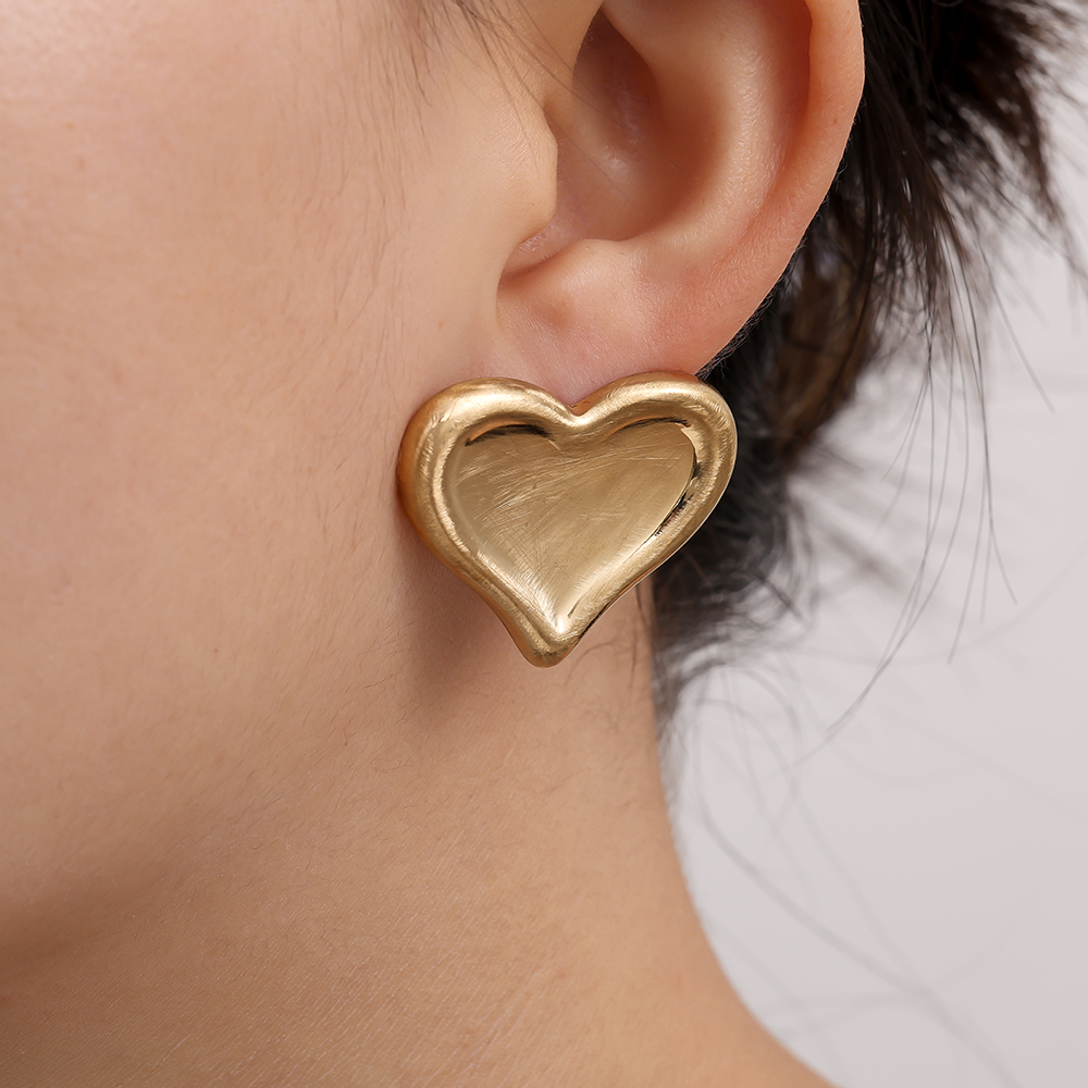 3*3cm Gold Heart Edelstahl Ohrringe       