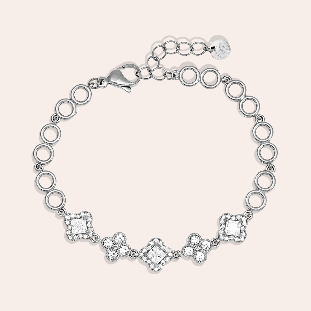 Edelstahl Armkette 16cm Various Fancy Diamond Flower