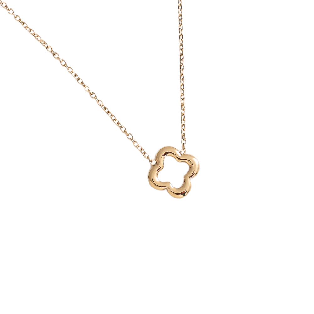 40cm Glückskleeblatt Edelstahl Halskette     