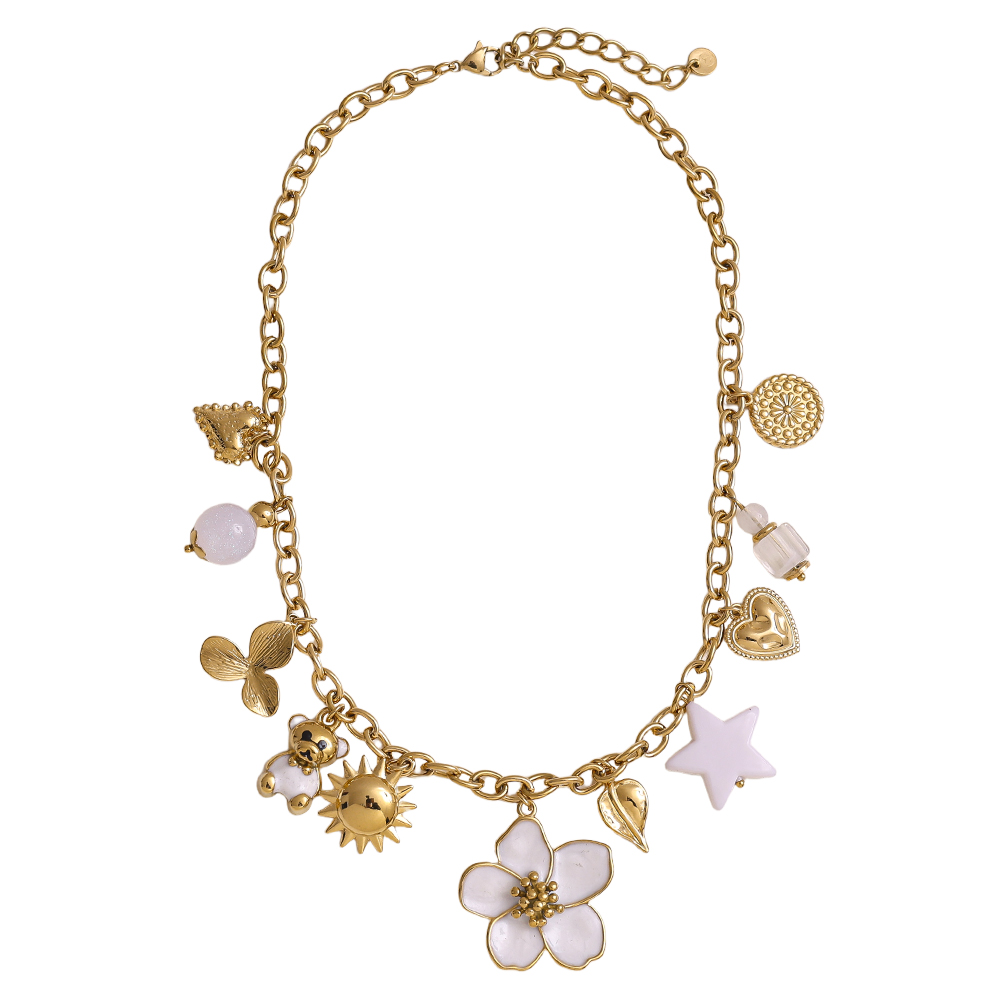 42cm Resin Blumen Sonne Anhänger Edelstahl Halskette