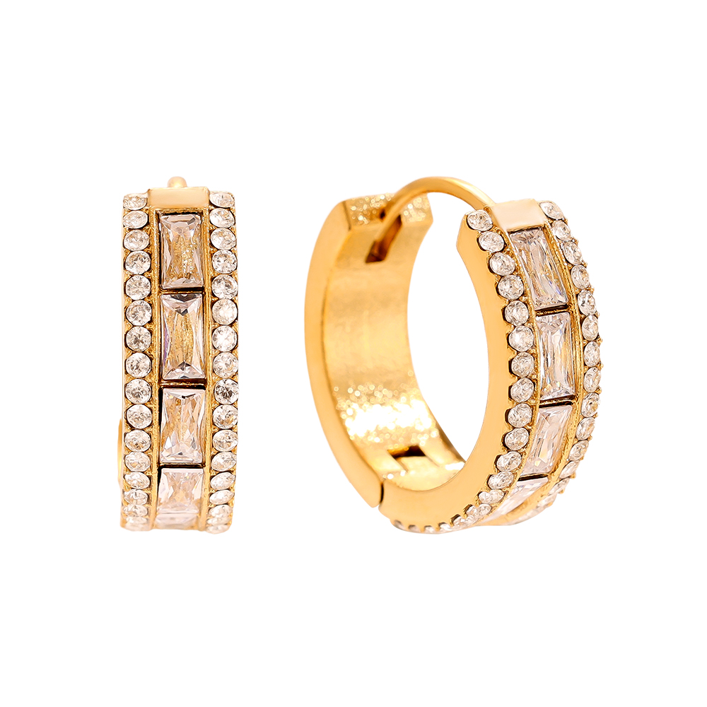 14mm Diamond Vintage Hoop Edelstahl Ohrringe    
