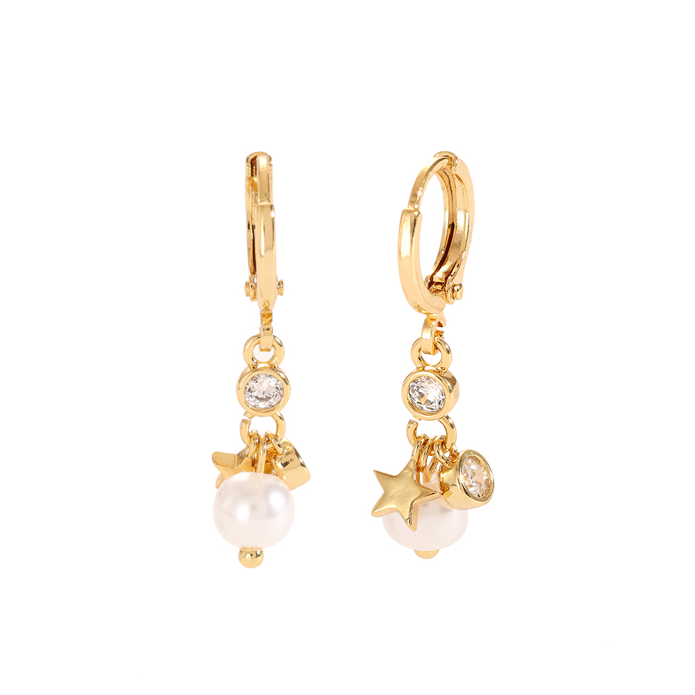 Vergoldete Ohrringe Diamond Pearl And Star