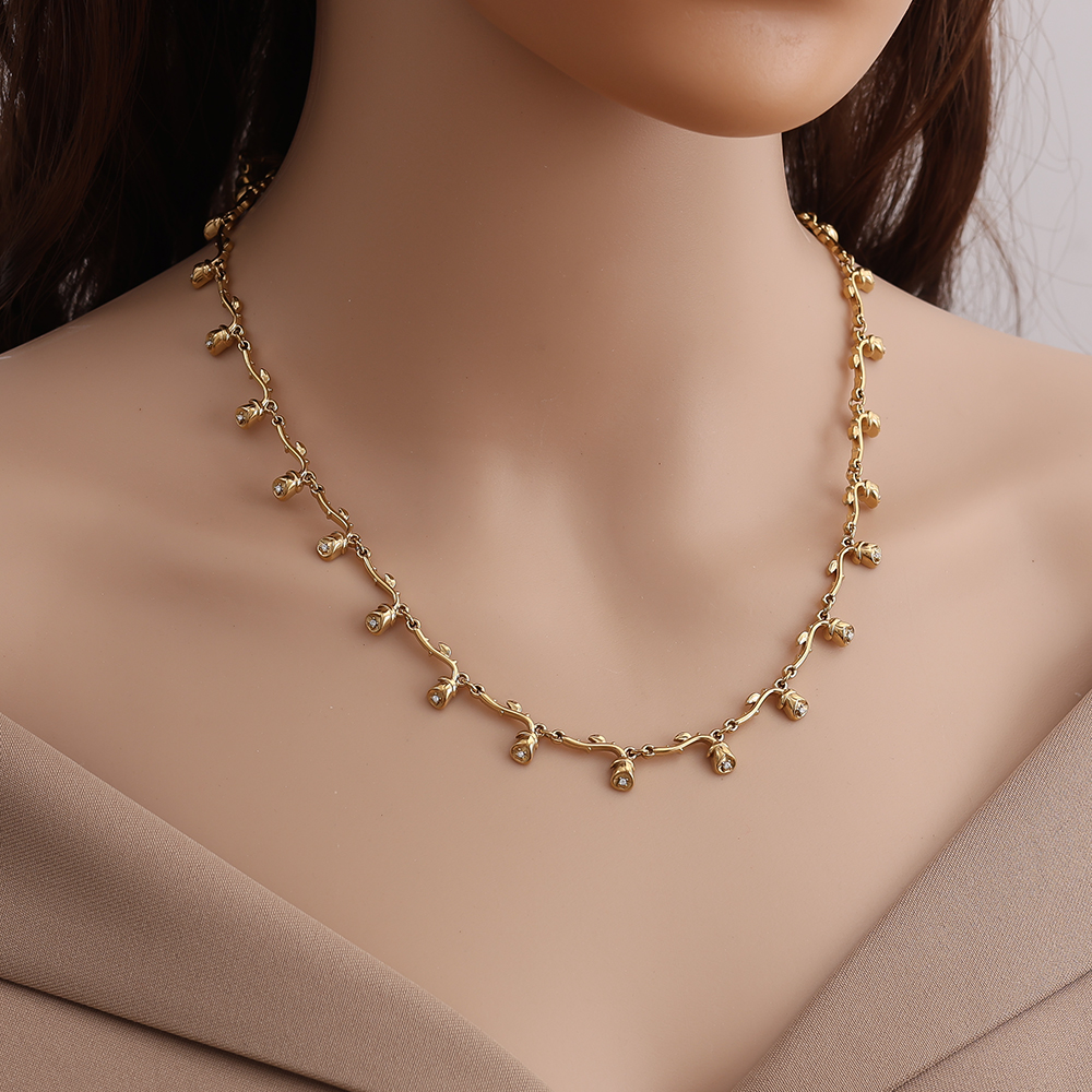 40cm Nice Rose Chain Edelstahl Halskette      