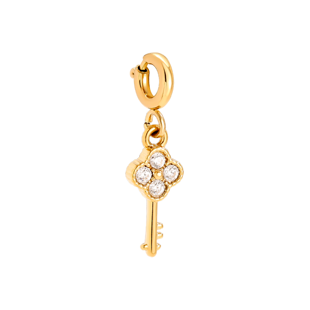 1.4cm Spring Clasp Diamond Key Edelstahl Pendant    