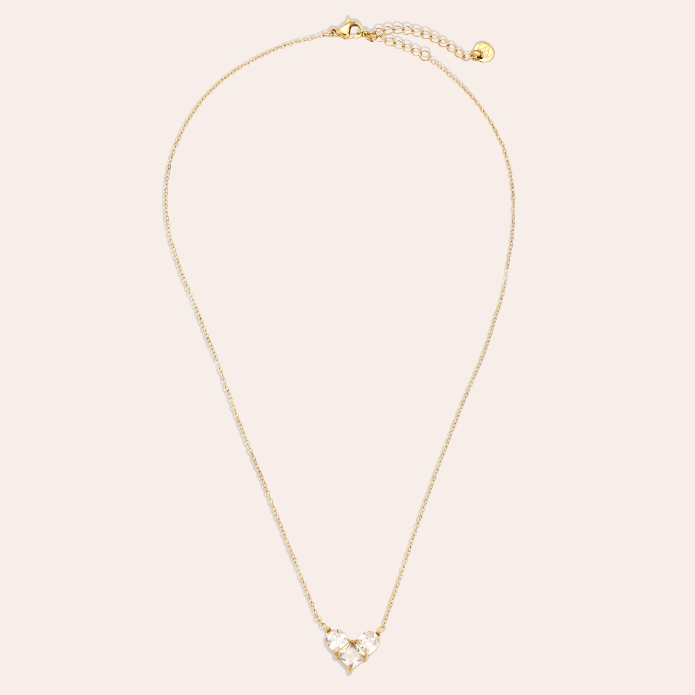 40cm Nice Diamond Heart Edelstahl Halskette     