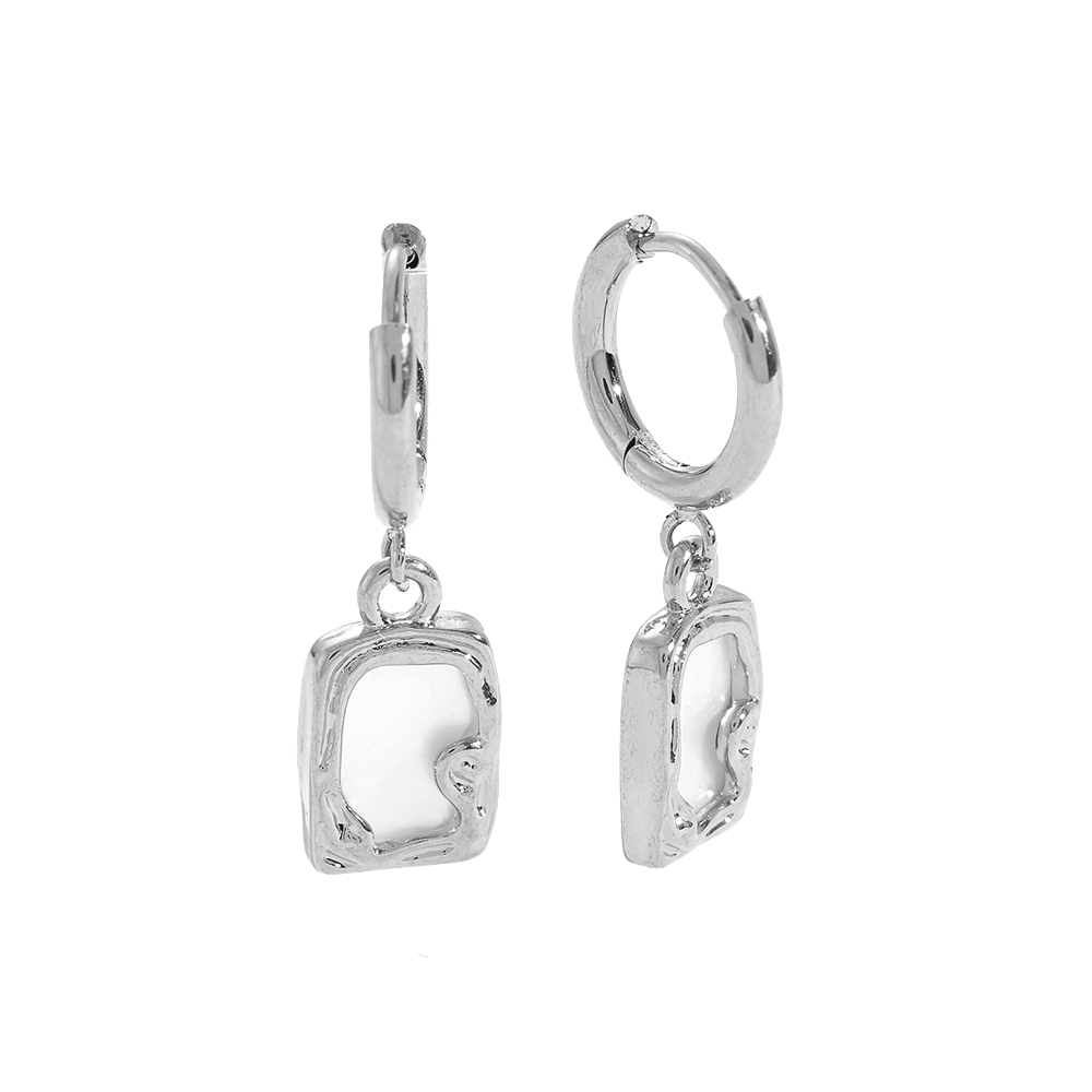 Edelstahl Ohrringe Shining Mother Of Pearl In Rectangle Frame