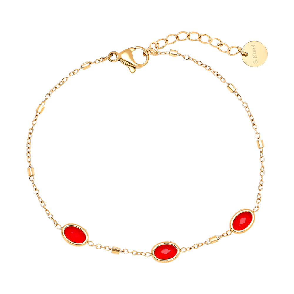 17cm Small Oval Glass Edelstahl Armkette   