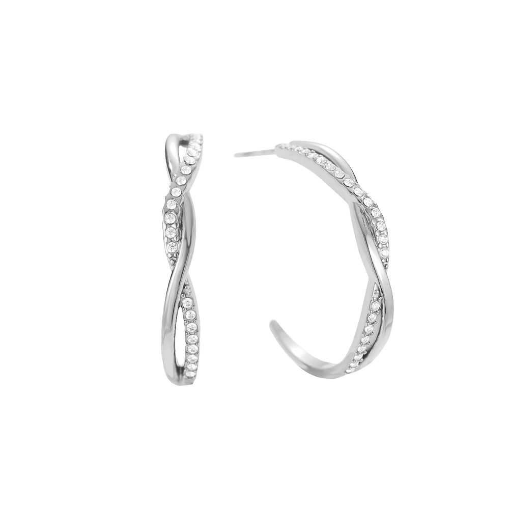 2.5cm Elegant Twist Diamond Hoop Edelstahl Ohrringe      