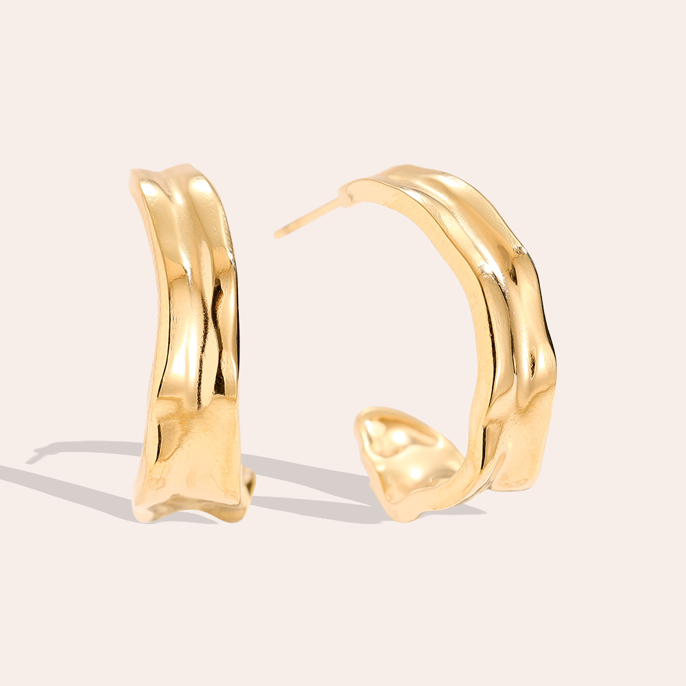 25mm Strukturierte Edelstahl Ohrringe