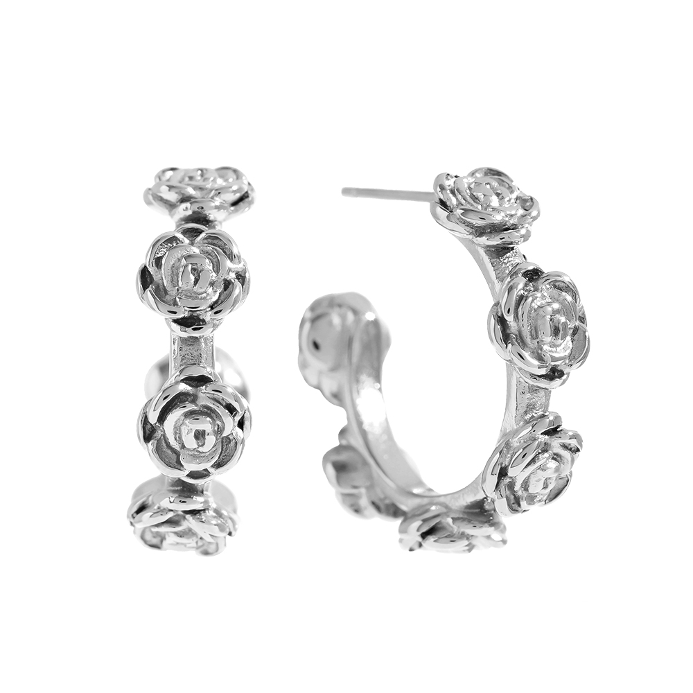 22mm Rose Hoop Edelstahl Ohrringe 