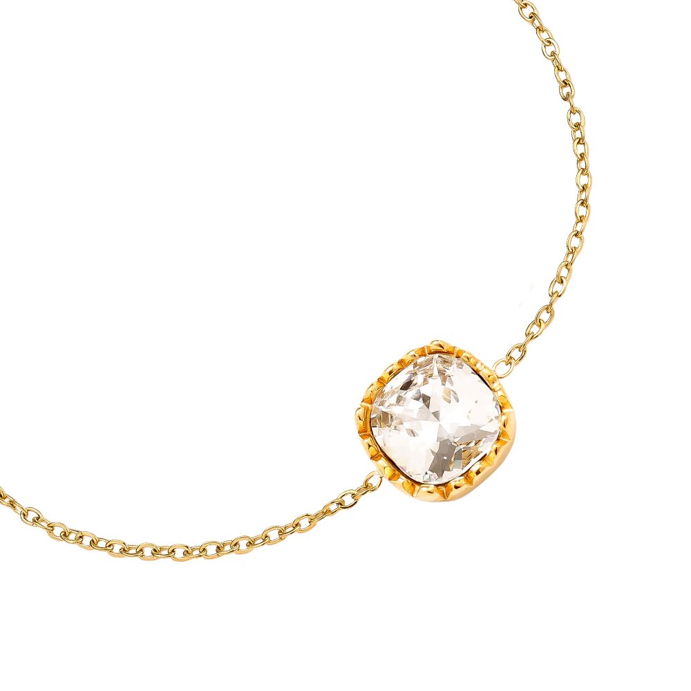 16cm quadratisch rundes Glas Edelstahl Armband       