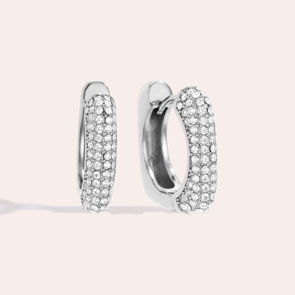 2cm Diamond Cube Hoop Edelstahl Ohrringe    