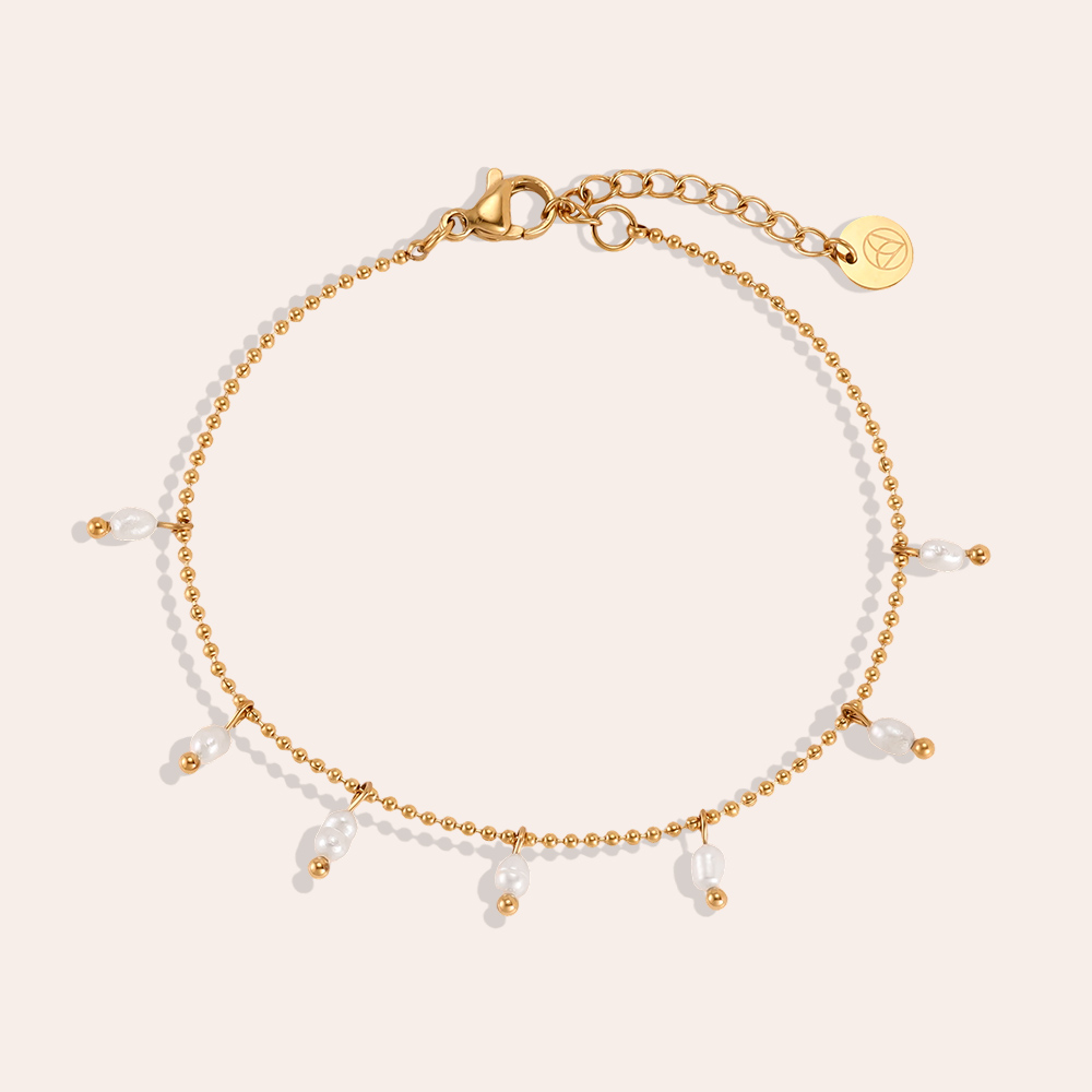 Edelstahl Armband 17cm viele kleine Perlen