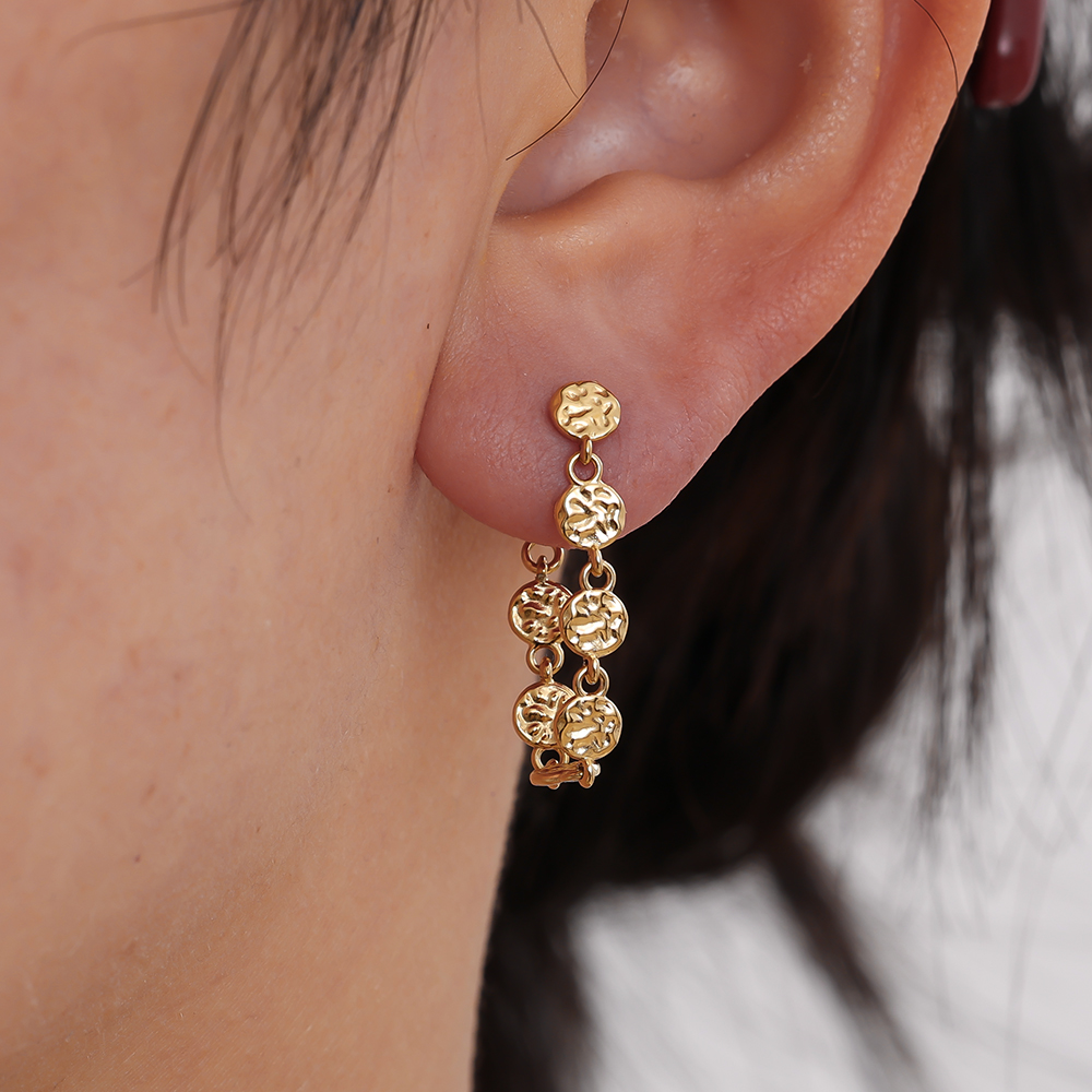 50mm unregelmäßige kleine Scheibe Edelstahl Ohrringe  