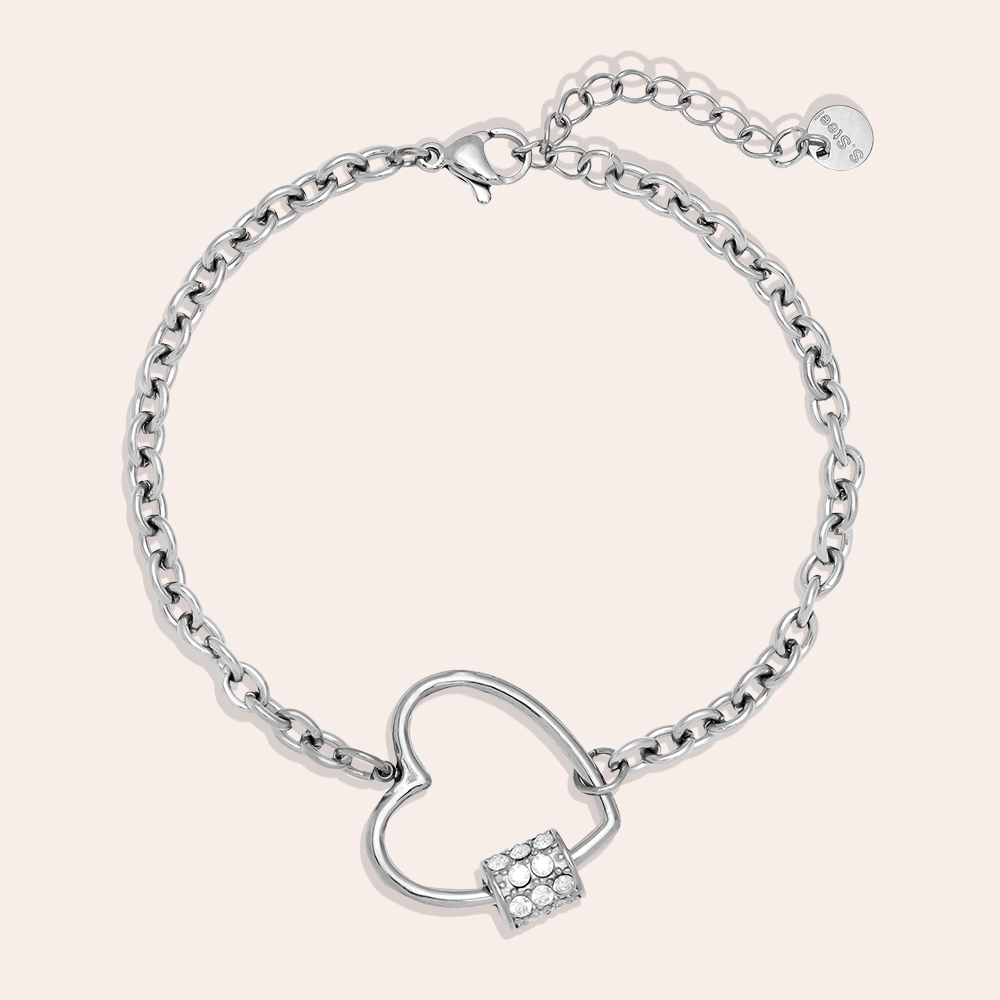 Edelstahl Armkette 16cm Heart And Diamond Deco