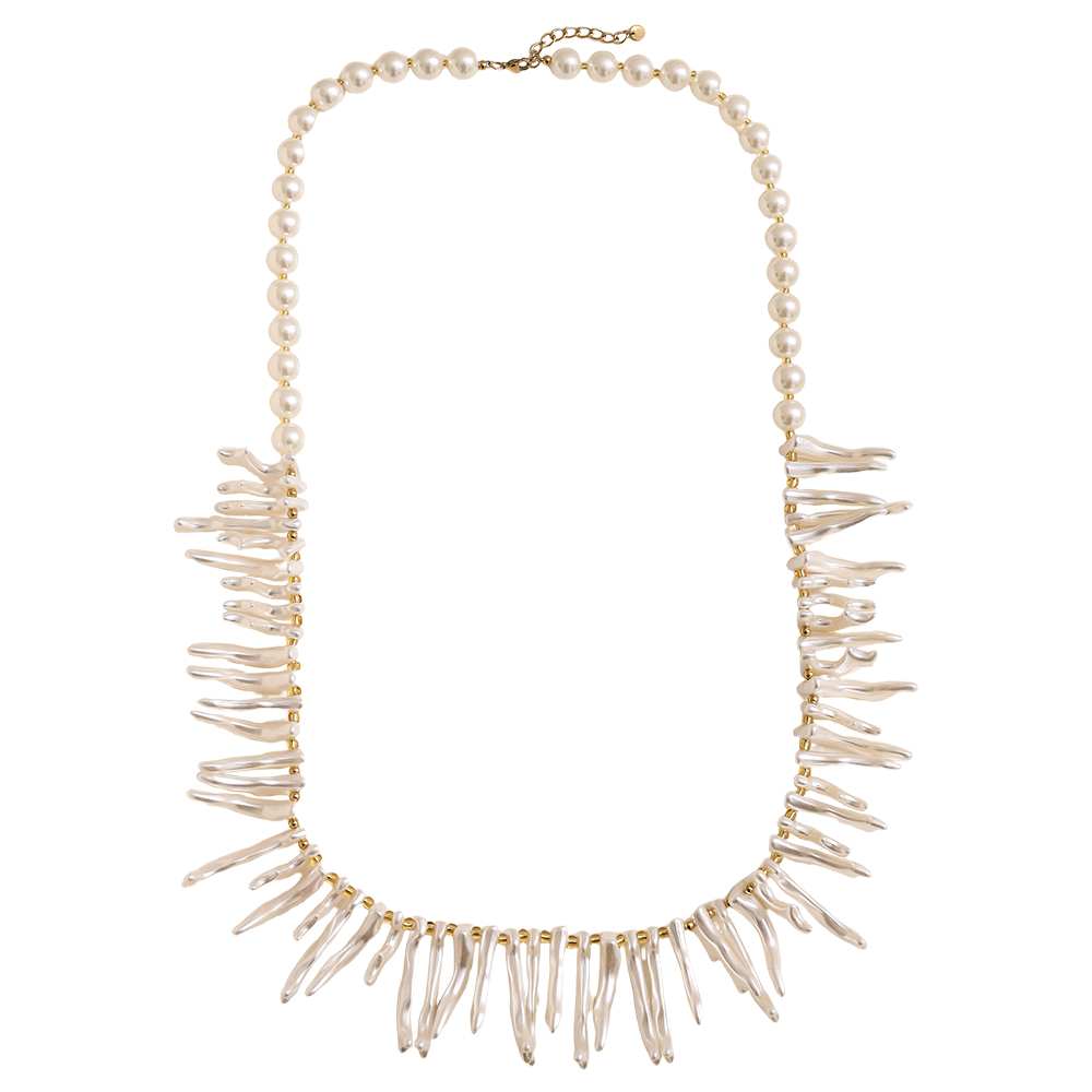 86cm Acryl Fischgrätenform Edelstahl Halskette     