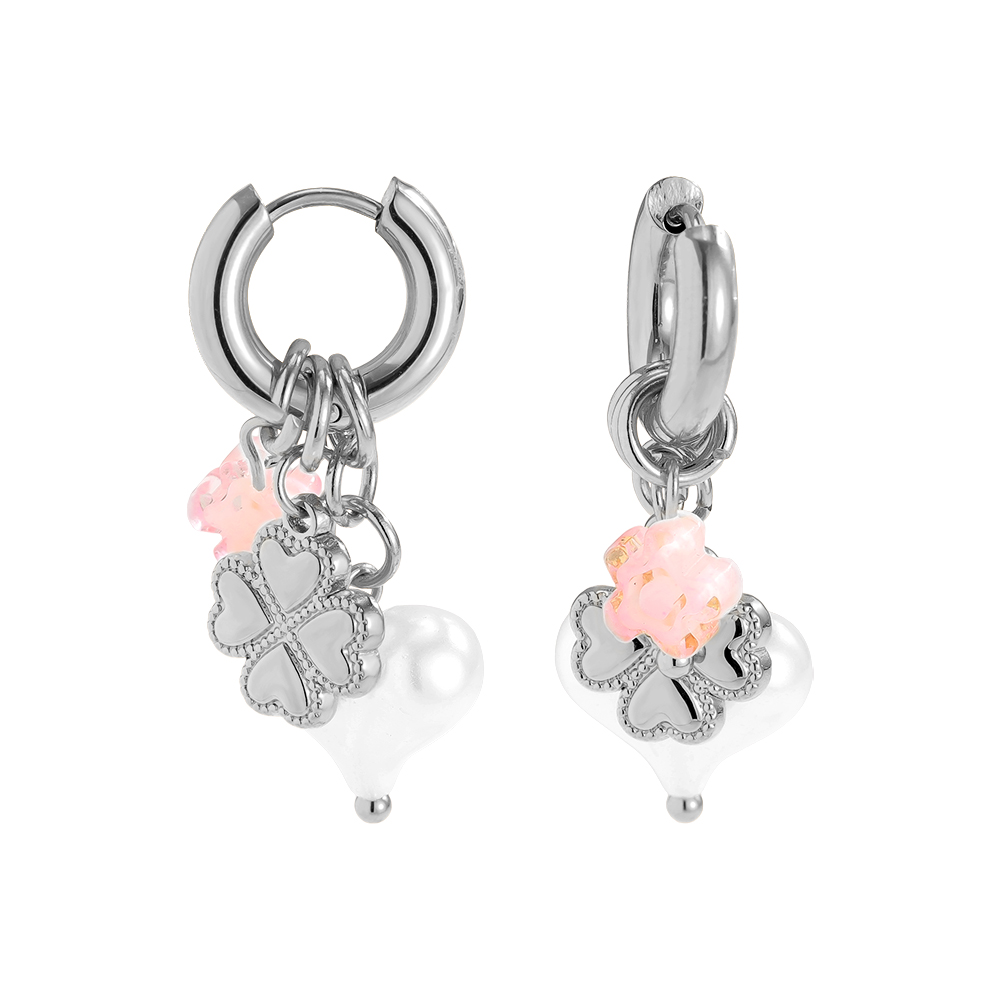 3.5*1.4cm Pearly Heart Edelstahl Ohrringe  