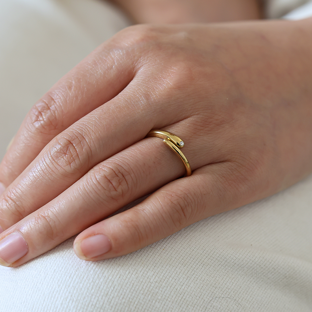 Verstellbarer Feiner Zirkonia Edelstahl Ring