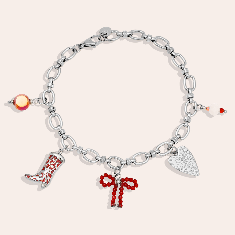 Edelstahl Armkette 17cm Red Charms