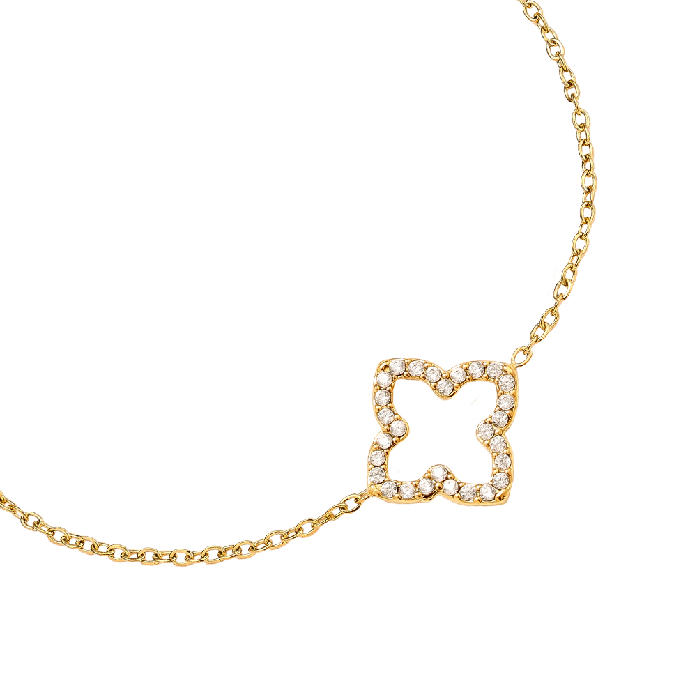 17cm Classic Diamond Lucky Flower Edelstahl Armkette  