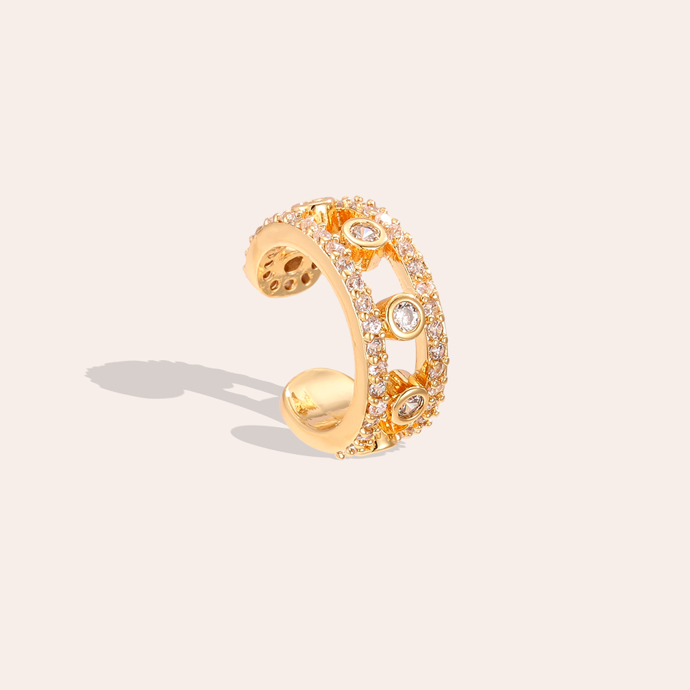 15mm Doppelketten Zirkonia Vergoldete Ear-cuffs